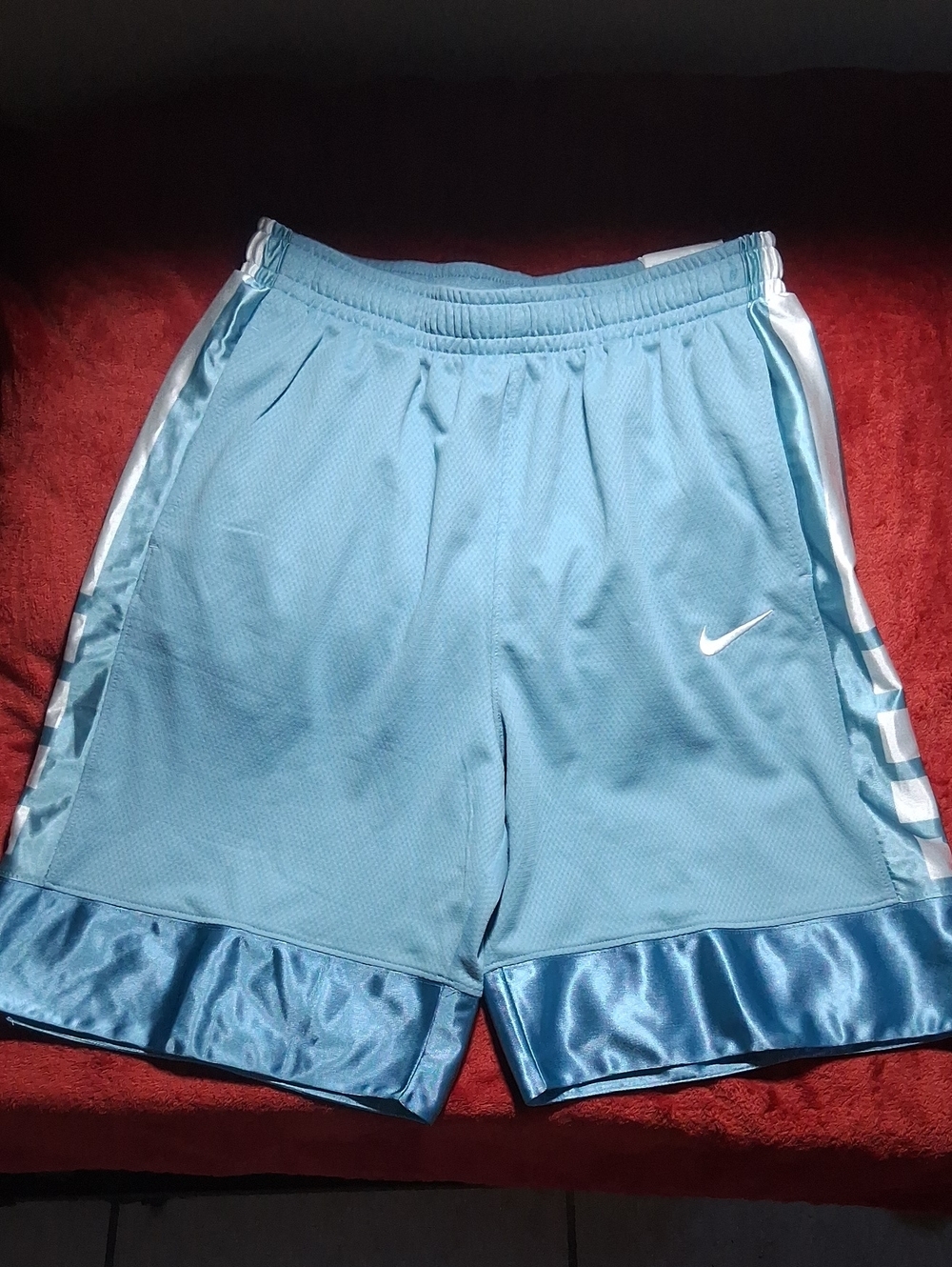 Nike Kids  Light Blue Basketball Shorts with Satin Hem